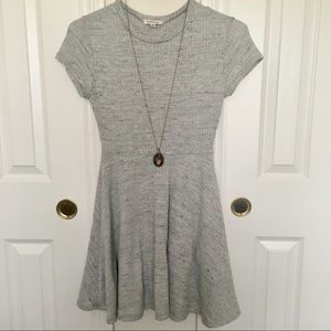 Cap Sleeve Knit Gray Dress
